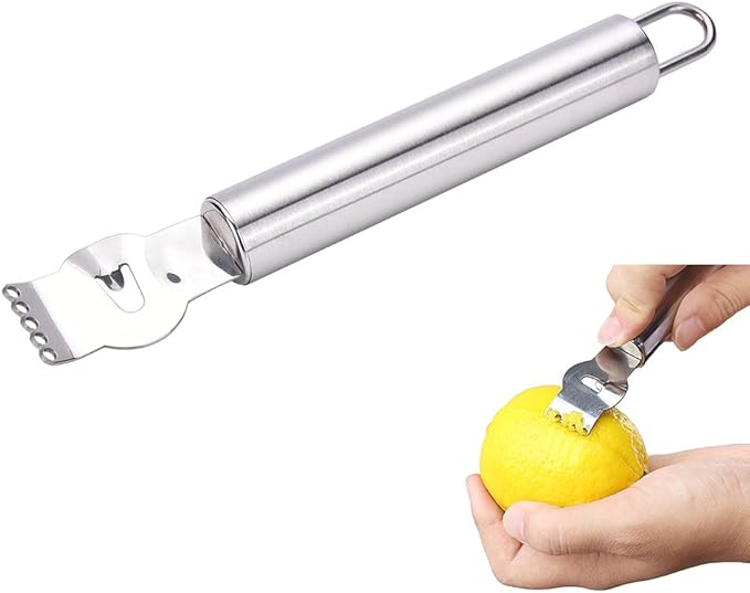 Lxnoap Lemon Zester Grater,Stainless Steel Orange Citru Kitchen Peeler Tool with Channel Knife