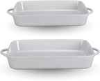 BIA Cordon Bleu Taos Rect Baker, Set of 2-6 Qt & 4 Qt Porcelain Dishes with Handles, Classic Style for Family Cooking & Entertaining, Great for Gifting - Microwave, Oven & Dishwasher Safe Bakeware