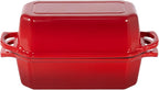 Flavehc Bread Pan Cast Iron Loaf Pan with Lid Bread Loaf Pan 8.5x4.5 Inch Loaf Pan Enameled Cast Iron Sourdough Loaf Pan, Red