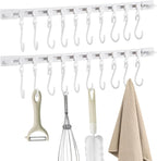 Multifunctional Slide Rail Hook,Kitchen Utensil Hanging Rack Wall Mounted Hanger,Space Saving Utensil Holder with 10 Hooks ,Sliding Track Hook No Drilling Hanger for Home Office (Length 40cm/2pcs)