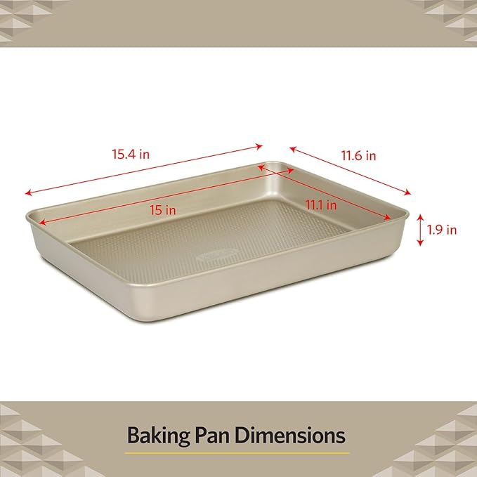 Glad Baking Pan Nonstick - Oblong Metal Dish for Cake and Lasagna - Heavy Duty Carbon Steel Bakeware, Medium
