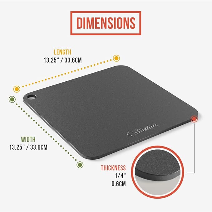 Chef Pomodoro Pizza Steel for Oven 13 Inch 1/4 Inch Thick, Baking Steel for Oven, Grill, Sourdough Bread, Baking Stone for Oven With Lifting Holes 13" X 13" (33.6 x 33.6 cm)