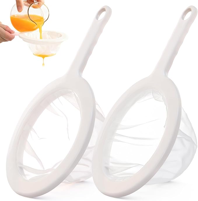 Ultra Fine Mesh Strainer with Handle, 2 Pack, 120/200 Mesh, Strainer Plastic, Small Colander for Kitchen, Nylon Fine Sieve for Nut Milk, Yogurt, Juice, Coffee, Honey, Food, Tea Leaf Filter