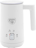 GreenLife Ceramic Electric Milk Frother, 10oz, 4-in-1, Auto Hot and Cold Foam, Dense and Light Foam, PFAS Free, Cordless Milk Warmer and Steamer for Latte, Coffee, White