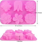 2 Packs 6-Cavity Silicone Flowers Shap Mold Assorted Silicone Flower Soap Mold Mixed Tulip Mold DIY Soap Molds for Handmade Chocolate Biscuit Cake Muffin Jelly Ice Cube