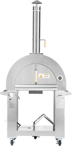 VEVOR Dual Fuel Giant Pizza Oven Outdoor, 26" Artisan Large Pizza Ovens, Pellet & Propane Gas Kiln Pizza Maker with Wheels, Pizza Stone, Multi Fuel Cooker for Camping & Backyard