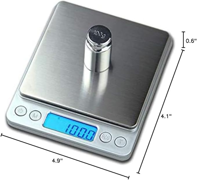 Digital Kitchen Scale,High Precision Stainless Steel Multifunction Food Scale Grams and Ounces Back-Lit LCD Display Small Pocket Jewelry Scales Auto Off,Tare,PCS,UNTS/Mode (3kg/0.1g)
