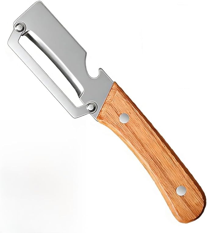 Multi-Functional Vegetable Peeler, Stainless Steel Blade with Wooden Handle for Fruits and Vegetables (1 Pc)