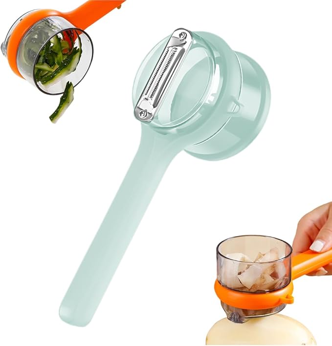 Peeling Knife with Storage Box, 2025 New Vegetable Peeler with Container, Kitchen Multi Function Veggie Peeler for Kids Adults, Fruit and Vegetable Peeling Knife with Catcher (Green, 1)