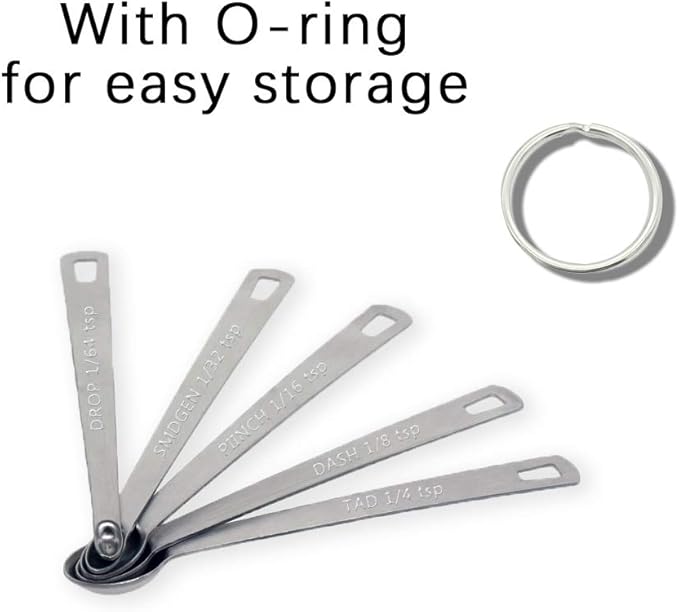4Pack Mini Measuring Spoons Set, Heavy Duty Stainless Steel Teaspoon for Cooking and Baking, Suitable for Small Amount of Dry or Liquid Ingredients and Spices