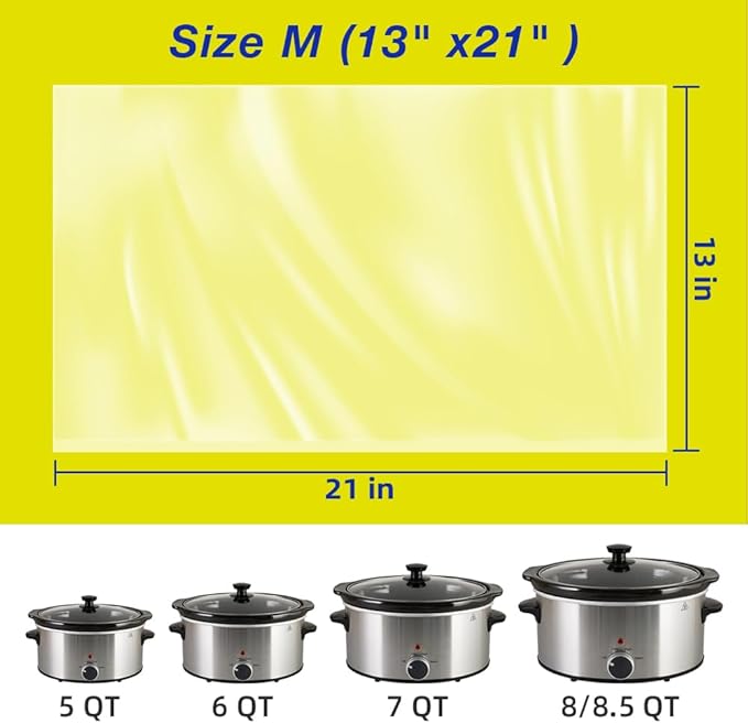 Slow Cooker Liners,3-8 Quart Cooking Bags Large Size 13"x 21", Disposable Slow Cooker Bags Oval For Crock Pot 20PCS