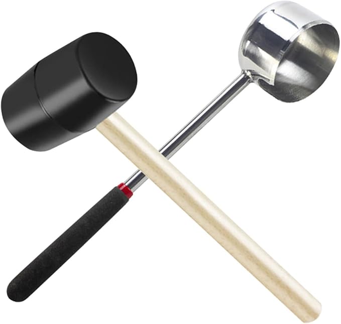 FOMIYES Coconuts Opener Set 2pcs Stainless Steel Coconut Shell Opening Tool with Mallet Hammer Kitchen Gadget for Home Cooking and Outdoor Use