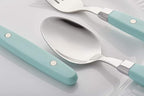 ANNOVA Silverware Set, Retro/Rivet Colorful Stainless Steel Tableware Kitchen Flatware Set Utensils, Includes Dinner Knives, Forks, Spoons & Dessert Spoons (Blue, 24 Pieces)