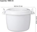 Microwave Rice Cooker, Microwave Pasta Cooker, 1.9 QT Micr Rice Steamer with Locking Lid, Portable Micr Chicken Cookers for Soup, Vegetable, Mashed Potatoes, Fish, Quick Healthy Meals 8.3 x 6.9 x 5.5 inch