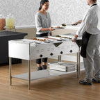 STE-4SA Four Pan Electric Steam Table, 120V 2000W, Stainless Steel, 57x30x34 Inches, Open Well with Undershelf, Commercial Food Warmer