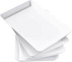Lifewit Serving Tray for Party Supplies, Reusable Serving Platter for Catering, Snack, Fruit, Charcuterie, Appetizer, Plastic Food Trays, Hosting Essentials, BPA Free, White, 4 Pcs, Large(15" x 10")
