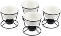 4Pcs Ceramic Butter Warmers for Seafood, 5oz Fondue Pot Set for Chocolate Butter Cheese, Ceramic Bowl for Food Crab Lobster, Suitable for Dishwasher Microwave Oven, Round