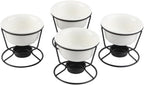 4Pcs Ceramic Butter Warmers for Seafood, 5oz Fondue Pot Set for Chocolate Butter Cheese, Ceramic Bowl for Food Crab Lobster, Suitable for Dishwasher Microwave Oven, Round