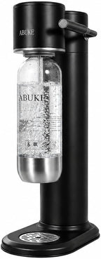Aluminum Sparkling Water Maker with Lever Handle, Metal Body & Nozzle, Compatible with Threaded CO2 Cylinders, Automatic Pressure Release, BPA-Free PET Bottle, 2-Year Warranty