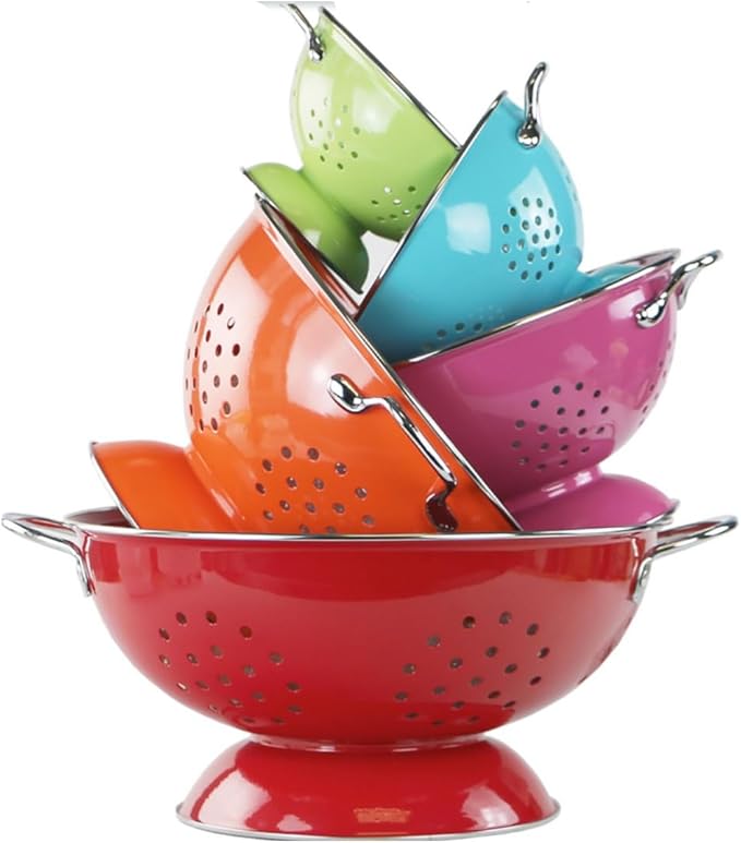 Calypso Basics by Reston Lloyd Powder Coated Enameled Colander, 1.5 Quart, Lemon