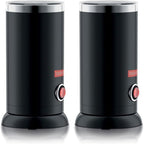 Bodum Electric Milk Frother Black 10oz | Non-Stick Interior | Stainless Steel Body | Auto Shut-Off | Pack of 2