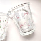 Ivymei Set of 2 12 OZ Cute Drinking Glasses Bow Glass Coffee Cups Rabbit Glass Cups for Juice, Iced Tea, Coffee, Latte, Milk, Dessert, Stackable Glassware Drinkware Set (Pink)