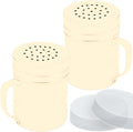 CUSINIUM 6oz Beige Stainless Steel Salt Pepper Dredge Shakers - With Plastic Cap - With Handle - Pack of 2