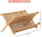 HIC Kitchen Bamboo Folding Dish Drying Rack, 20.5 x 13-Inches