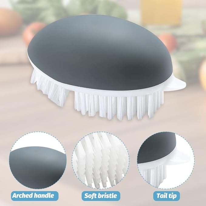 2pcs Vegetable Brush with Dots Remover Potato Scrubber Brush Fruit and Veggie Brushes for Cleaning Food, Corn Silk and Carrots(Color:Grey)