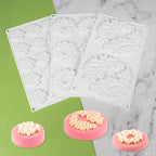 6-Cavity Flower Shape 3D Silicone Mold for Baking Cakes Mousse Dessert Pastry Mold Cake Decoration Cheesecake Ice Cream Mould (Cloud Flower M_11.84 X7 X0.32 inch)