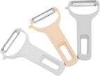 GLEAVI 3Pcs Kitchen Vegetable Peeler Set Ergonomic Plastic Handle Stainless Steel Grater for Effortless Peeling Slicing Shredding of Fruits and Vegetables Cooking Tool