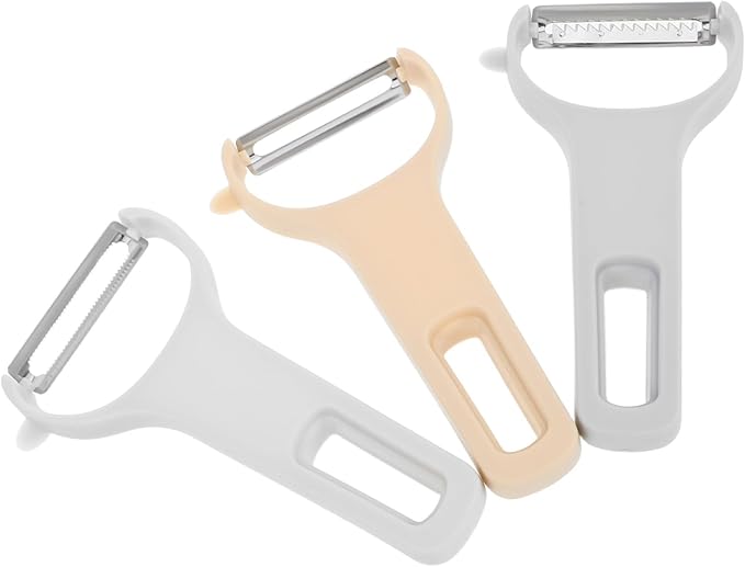 GLEAVI 3Pcs Kitchen Vegetable Peeler Set Ergonomic Plastic Handle Stainless Steel Grater for Effortless Peeling Slicing Shredding of Fruits and Vegetables Cooking Tool