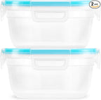 Snapware Plastic Total Solution 2-Pack (4-Cup) Food Storage Containers Set, Leakproof & Airtight Plastic Locking Lids Round Tupperware, Non-Toxic BPA-Free Lids, Microwave Dishwasher Freezer Safe
