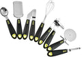 PRETYZOOM 7pcs Stainless Steel Kitchen Gadgets Set Utensils Griddle Spatula Tongs Cheese Grater Pizza Wheel Can Opener for Cooking