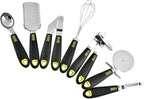 PRETYZOOM 7pcs Stainless Steel Kitchen Gadgets Set Utensils Griddle Spatula Tongs Cheese Grater Pizza Wheel Can Opener for Cooking