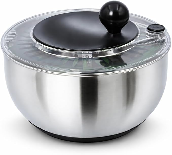 Stainless Steel Salad Spinner Large 5.28 Qt – Fast Drying Lettuce Spinner, Premium Durable Bowl for Washing & Drying Vegetables