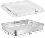 E-far Stainless Steel Baking Pan with Lid, 12⅓ x 9¾ x 2 Inch Rectangle Sheet Cake Pans with Covers Bakeware for Cakes Brownies Casseroles, Non-toxic & Healthy, Heavy Duty & Dishwasher Safe