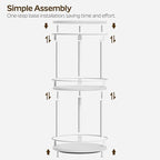 YATINEY Lazy Susan Organizer, Rotating Spice Rack, 3 Tier Spice Turntable Organizer, Industrial Turntable Spice Holder, for Kitchen Countertop and Cabinet, Compact and Versatile, White SR23WW