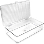 Isaac Jacobs Small Stackable Organizer Bin (10.75” x 6.5” x 2.4”) w Hinged Lid Clear Storage Box Home Office School Fridge Bathroom Kitchen Pantry Container BPAFree Food Safe (Small Clear)