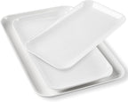 DELLING Serving Platter Set 18/16/14 Inch, Large White Porcelain Serving Trays for Entertaining, Rectangular Platters for Turkey Fruit Appetizer Party Wedding, Microwave Oven Dishwasher Safe, 3-Pack