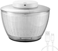 Electric Salad Spinner,4.5L Type-C Rechargeable Lettuce Spinner Automatic Salad Rotator Lettuce Washer and Spinner Dryer for Salad Greens, Lettuce, Fruits and Vegetables (White)