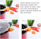 Silicone Pot Lid Lifter Set, Anti-Overflow Spill Stopper Kitchen Gadgets, Carrot Chili Gourd Shapes, Heat-Resistant, Multicolored, 9 Pieces