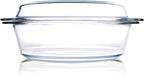Round Tempered Glass Casserole Dish with Lid, Glass Casserole Baking Dish for Oven, Freezer and Dishwasher Safe - 2.5QT