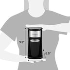 Elite Gourmet EHC-112B Personal Single-Serve Compact Coffee Maker Brewer Includes 14Oz. Thermal Travel Mug with Stainless Steel Interior, Compatible with Coffee Grounds, Reusable Filter, Black