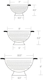 Rorence Powder Coated Steel Colanders: 1.5 Quart 3 Quart & 5 Quart Set of 3 - White