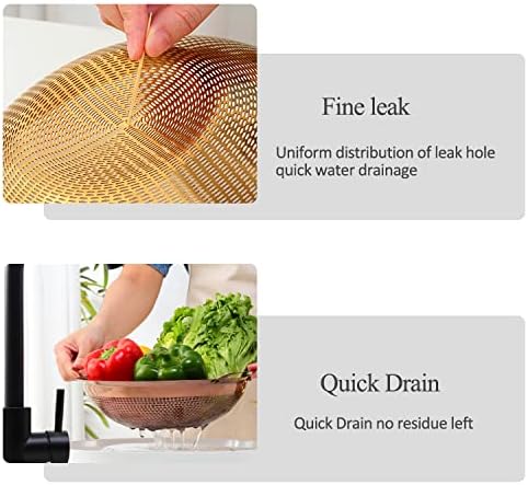 Stainless Steel Colander With Handle and Legs Drain Basket for Pasta, Spaghetti, Berry, Veggies, Fruits, Noodles, Salads, Fruit Colander Strainer Metal Rice Sieve Kitchen Utensils-Rainbow Color