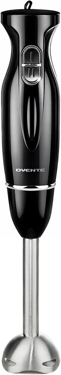 OVENTE Immersion Hand Blender, 300W Electric Handheld Stick Mixer with 2 Mixing Speeds and Stainless Steel Blades for Smoothies, Purees & Baby Food, Black HS560B