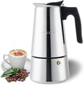 YOLIFE Stovetop Espresso Maker, Small Italian Moka Pot, Cafe Maker for Coffee, Cappuccino and Latte, Stainless Steel, 450 ml / 16 oz/ 9 Espresso Cups (per cup= 50 ml)