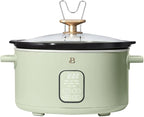 Beautiful 6 Qt Programmable Slow Cooker by Drew Barrymore -5 Preset Cooking Functions, Digital Countdown Timer, Dishwasher-Safe Parts and Cool-Touch Handles (Sage Green)