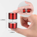 T-mark Premium Sea Salt and Pepper Grinder Set - Spice Mill with Brushed Stainless Steel, Small Portable Ceramic Salt & Pepper Shakers (2-Pack) (Red)